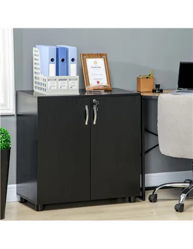 Vinsetto Two-Tier Locking Office Storage Cabinet - Black