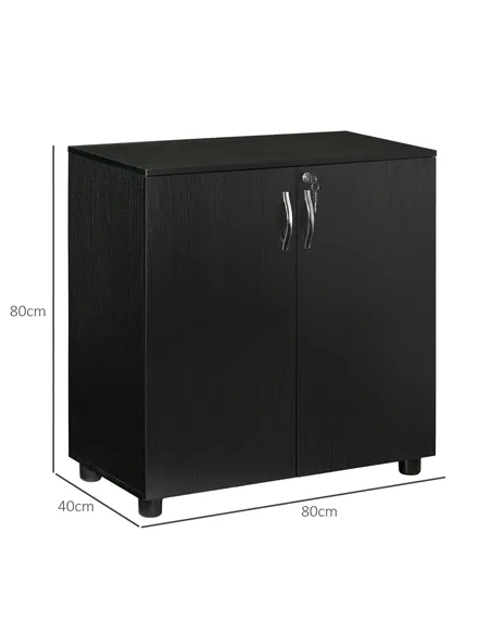 Vinsetto Two-Tier Locking Office Storage Cabinet - Black