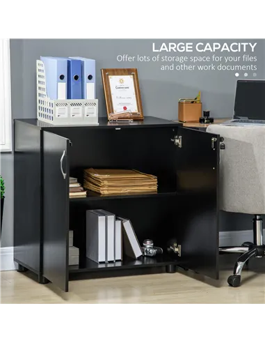 Vinsetto Two-Tier Locking Office Storage Cabinet - Black