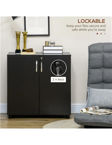 Vinsetto Two-Tier Locking Office Storage Cabinet - Black