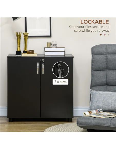 Vinsetto Two-Tier Locking Office Storage Cabinet - Black