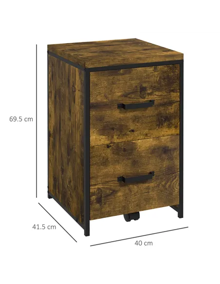 Vinsetto 2-Drawer file Cabinet, Industrial filing cabinets for Home, Hanging File Folders, Vertical Home Office Organizer for A4