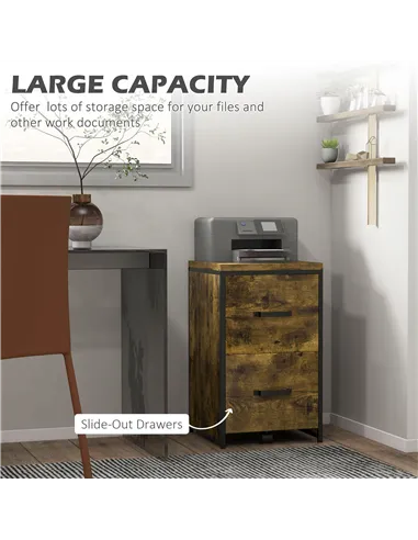 Vinsetto 2-Drawer file Cabinet, Industrial filing cabinets for Home, Hanging File Folders, Vertical Home Office Organizer for A4