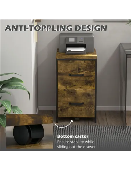 Vinsetto 2-Drawer file Cabinet, Industrial filing cabinets for Home, Hanging File Folders, Vertical Home Office Organizer for A4