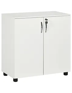 Vinsetto Two-Tier Locking Office Storage Cabinet - White