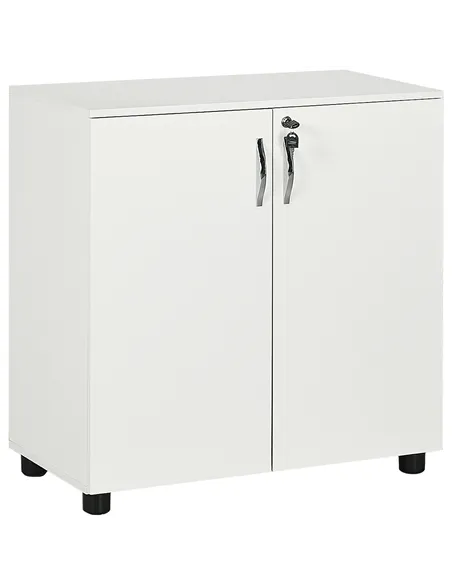 Vinsetto Two-Tier Locking Office Storage Cabinet - White