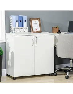 Vinsetto Two-Tier Locking Office Storage Cabinet - White 2
