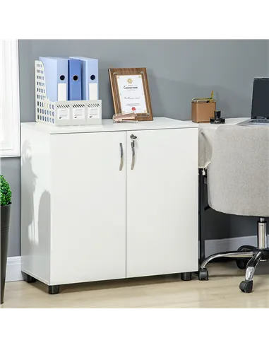 Vinsetto Two-Tier Locking Office Storage Cabinet - White