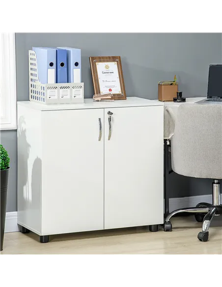 Vinsetto Two-Tier Locking Office Storage Cabinet - White