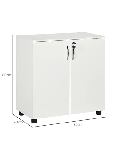 Vinsetto Two-Tier Locking Office Storage Cabinet - White