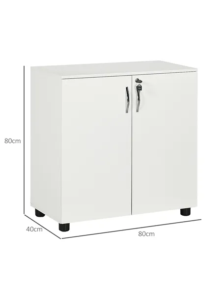 Vinsetto Two-Tier Locking Office Storage Cabinet - White