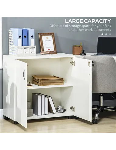 Vinsetto Two-Tier Locking Office Storage Cabinet - White