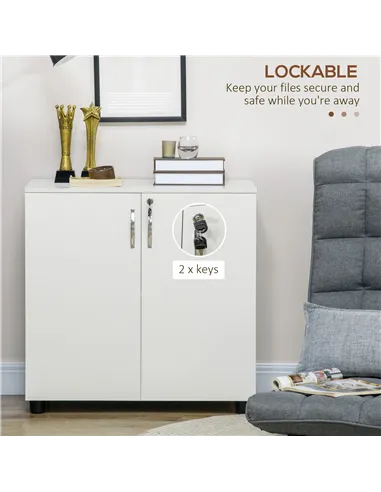 Vinsetto Two-Tier Locking Office Storage Cabinet - White