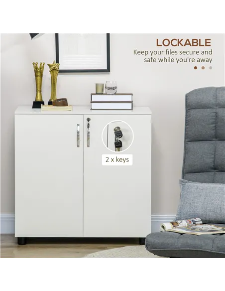 Vinsetto Two-Tier Locking Office Storage Cabinet - White