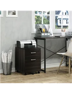 Vinsetto 2-Drawer Locking Office Filing Cabinet w/ 5 Wheels Rolling Storage Hanging A4 Cupboard Home Organisation Black Wood Gra 2