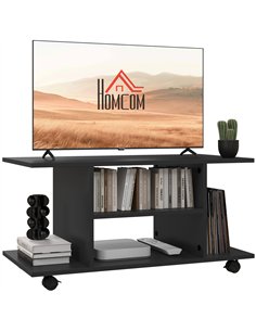 HOMCOM Modern TV Cabinet Stand Storage Shelves Table Mobile Bedroom Furniture Bookshelf Bookcase Black