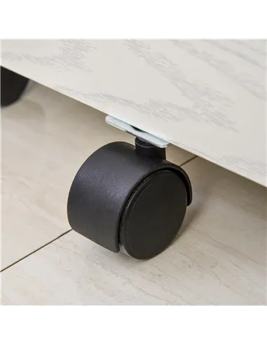 Vinsetto 2-Drawer Locking Office Filing Cabinet w/ 5 Wheels Rolling Storage Hanging A4 Cupboard Home Organisation White Wood Gra