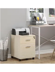 Vinsetto 2-Drawer Locking Office Filing Cabinet w/ 5 Wheels Rolling Storage Hanging A4 Cupboard Home Organisation, Oak Wood Grai 2
