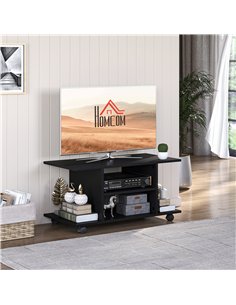 HOMCOM Modern TV Cabinet Stand Storage Shelves Table Mobile Bedroom Furniture Bookshelf Bookcase Black 2