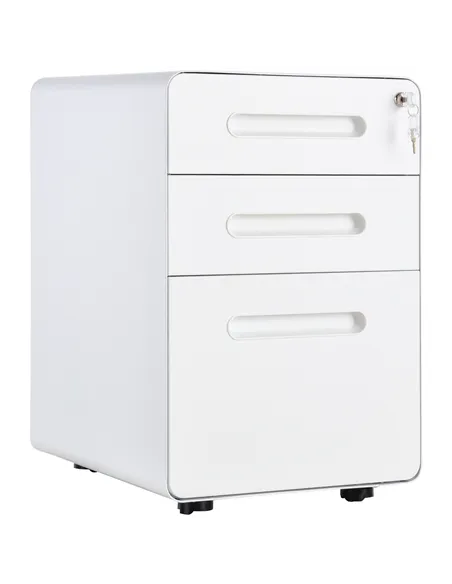 Vinsetto Lockable File Cabinet with 3 Drawers, Vertical Office Drawer for A4, Letter, Legal Size, Anti-tilt Design, Pre-Assemble