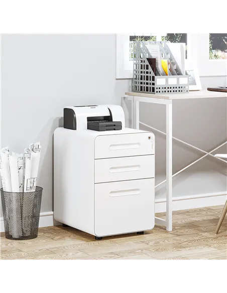 Vinsetto Lockable File Cabinet with 3 Drawers, Vertical Office Drawer for A4, Letter, Legal Size, Anti-tilt Design, Pre-Assemble