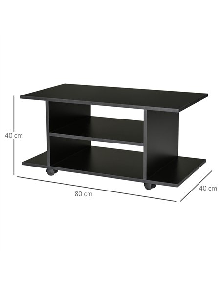 HOMCOM Modern TV Cabinet Stand Storage Shelves Table Mobile Bedroom Furniture Bookshelf Bookcase Black