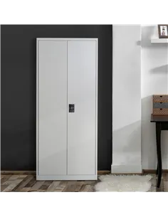 Vinsetto Cool Rolled Steel Tall Office Lockable Filing Cabinet 2 Doors 4 Internal Adjustable Shelves Bookcase Cabinet Storage Un 2