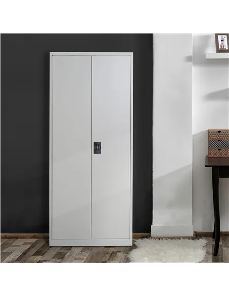 Vinsetto Cool Rolled Steel Tall Office Lockable Filing Cabinet 2 Doors 4 Internal Adjustable Shelves Bookcase Cabinet Storage Un