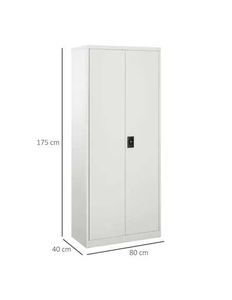Vinsetto Cool Rolled Steel Tall Office Lockable Filing Cabinet 2 Doors 4 Internal Adjustable Shelves Bookcase Cabinet Storage Un