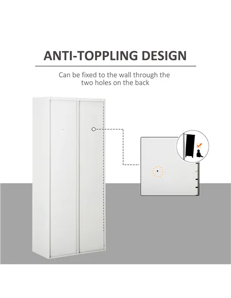 Vinsetto Cool Rolled Steel Tall Office Lockable Filing Cabinet 2 Doors 4 Internal Adjustable Shelves Bookcase Cabinet Storage Un