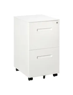 Vinsetto Metal Mobile File Cabinet with Wheels, Lockable 2 Drawer Filing Cabinet for A4, Legal, Letter, Compact Under Desk Stora