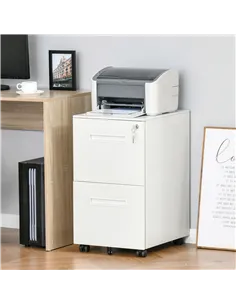 Vinsetto Metal Mobile File Cabinet with Wheels, Lockable 2 Drawer Filing Cabinet for A4, Legal, Letter, Compact Under Desk Stora 2