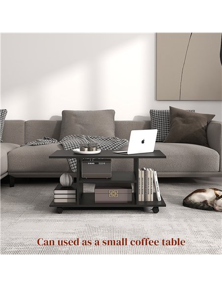 HOMCOM Modern TV Cabinet Stand Storage Shelves Table Mobile Bedroom Furniture Bookshelf Bookcase Black
