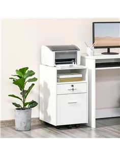 Vinsetto Lockable Two-Drawer Filing Cabinet, with Wheels - White 2
