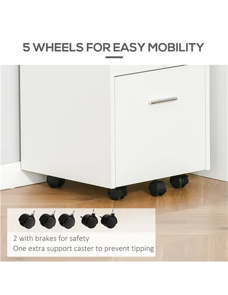 Vinsetto Lockable Two-Drawer Filing Cabinet, with Wheels - White