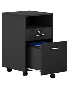 Vinsetto Lockable Two-Drawer Filing Cabinet, with Wheels - Black