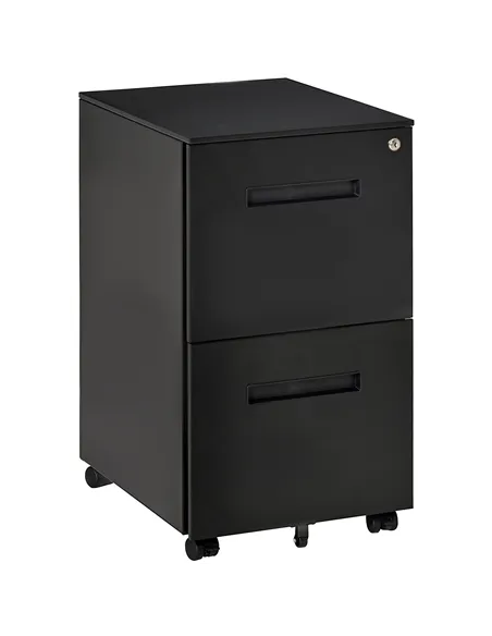Vinsetto Metal Mobile File Cabinet with Wheels, Lockable 2 Drawer Filing Cabinet for A4, Legal, Letter, Compact Under Desk Stora
