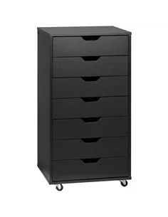 Vinsetto Seven-Drawer Filing Cabinet, with Wheels - Black