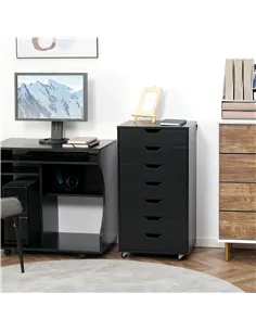 Vinsetto Seven-Drawer Filing Cabinet, with Wheels - Black 2