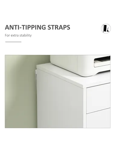 Vinsetto Seven-Drawer Filing Cabinet, with Wheels - White