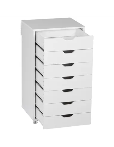 Vinsetto Seven-Drawer Filing Cabinet, with Wheels - White