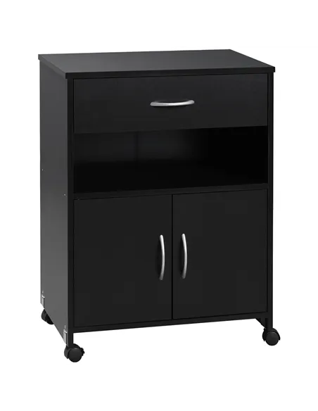 Vinsetto Printer Stand Mobile Printer Cabinet with Storage, Open Shelf, Drawer for Home Office, 60cm x 39cm x 80cm, Black