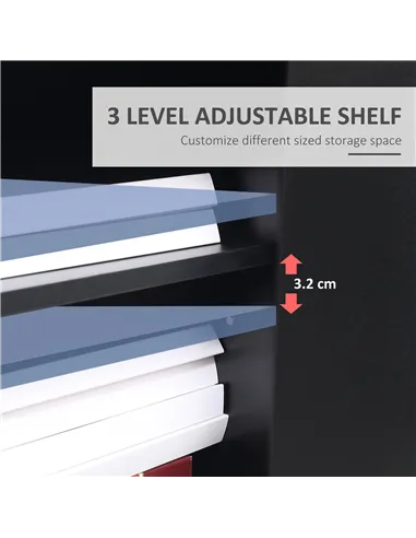 Vinsetto Printer Stand Mobile Printer Cabinet with Storage, Open Shelf, Drawer for Home Office, 60cm x 39cm x 80cm, Black