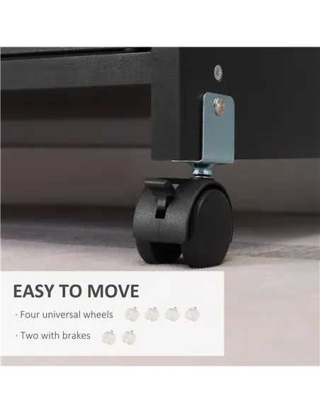 Vinsetto Printer Stand Mobile Printer Cabinet with Storage, Open Shelf, Drawer for Home Office, 60cm x 39cm x 80cm, Black