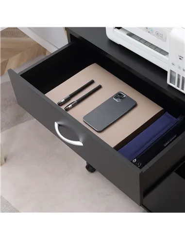 Vinsetto Printer Stand Mobile Printer Cabinet with Storage, Open Shelf, Drawer for Home Office, 60cm x 39cm x 80cm, Black