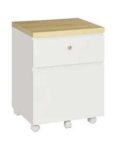 Vinsetto 2-Drawer Filing Cabinet with Lock, Mobile File Cabinet with Hanging Bars for Legal Size and Wheels, Home Office Study, 