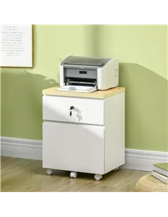 Vinsetto 2-Drawer Filing Cabinet with Lock, Mobile File Cabinet with Hanging Bars for Legal Size and Wheels, Home Office Study,  2
