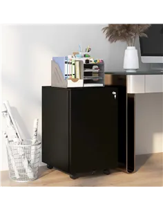 Vinsetto 3-Drawer Vertical Filing Cabinet with Pencil Tray, Lock and 5 Wheels, Steel Mobile File Cabinet, for A4, Legal and Lett 2