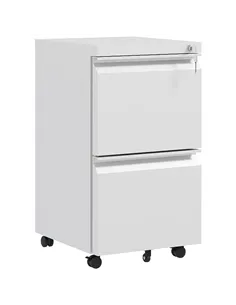 Vinsetto 2-Drawer Mobile Filing Cabinet, Steel Lockable File Cabinet for Letter, A4 and Legal Size, Pre-Assembled Body, White