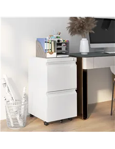 Vinsetto 2-Drawer Mobile Filing Cabinet, Steel Lockable File Cabinet for Letter, A4 and Legal Size, Pre-Assembled Body, White 2